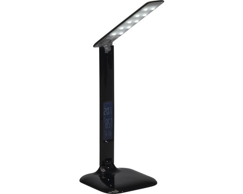 Lampe de bureau LED noire avec affichage numérique intégré de la température et de l''heure