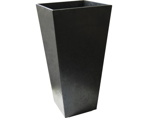 Vase caoutchouc recyclé 35 x 35 x 70 cm noir avec système d’arrosage en terre