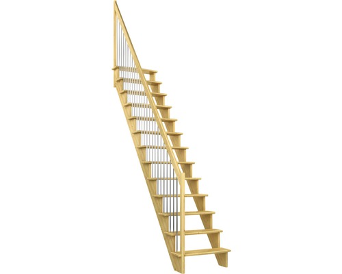 Escalier à limon latéral escalier de meunier Pertura Filia pin bois lamellé-collé sans contremarches droit 12 marches / 13 pas de marche