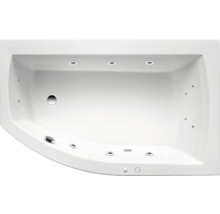 Vue de dessus d''une baignoire d''angle avec fonction bain à remous