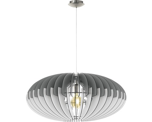 Suspension 1 ampoule Ø 70 cm gris/blanc/nickel