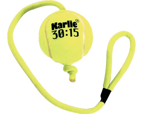Hundespielzeug Karlie Tennisball mit Seil 6 cm gelb