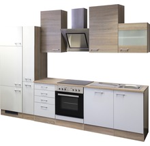 Cuisine complète Flex Well avec appareils Samoa 310 cm blanc sonoma chêne mat démontée variante réversible 00009004