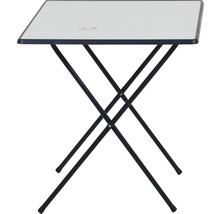 Table pliante avec plateau carré et structure métallique