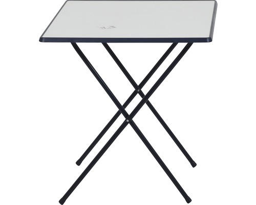 Table pliante avec plateau carré et structure métallique