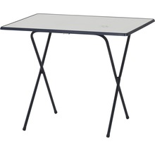 Table pliante avec plateau rectangulaire et structure en métal