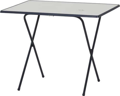 Klapptisch mit rechteckiger Tischplatte und Metallgestell
