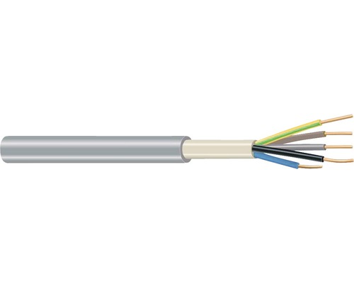 Mantelleitung NYM-J 5x1,5 mm² 100 m grau Elektrokabel mit fünfadriger Innenleitung