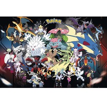 Poster Pokemon avec une variété de personnages Pokemon.