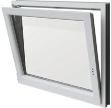 Fenêtre de cave oscillo-battante en plastique RAL 9016 blanc de signalisation 900x600 mm tirant gauche (double vitrage)-thumb-3