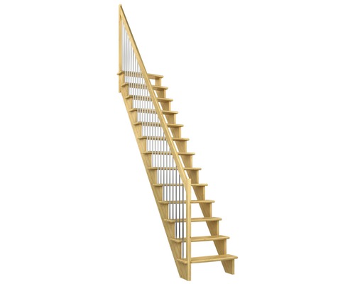 Escalier à limon latéral Pertura Filia pin bois lamellé-collé sans contremarches droit 12 marches / 13 pas de marche