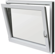 Kellerfenster Dreh-Kipp Kunststoff RAL 9016 verkehrsweiß 800x600 mm DIN Links (2-fach verglast)-thumb-1