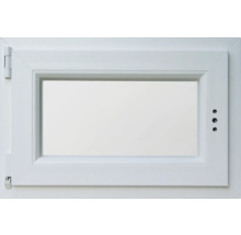 Fenêtre de cave oscillo-battante en plastique RAL 9016 blanc de signalisation 600x500 mm tirant gauche (double vitrage)-thumb-2