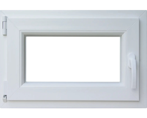 Kellerfenster Dreh-Kipp Kunststoff RAL 9016 verkehrsweiß 600x500 mm DIN Links (2-fach verglast)-0