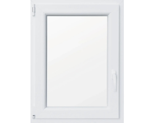 Fenêtre de cave oscillo-battante en plastique RAL 9016 blanc de signalisation 600x800 mm tirant gauche (double vitrage)