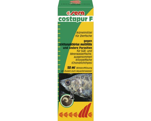 Arzneimittel sera costapur F 50 ml gegen Ichthyophthirius multifiliis (Ichtyo) und andere einzellige Hautparasiten,