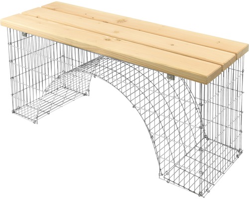 Gabionenbank mit Holzauflage