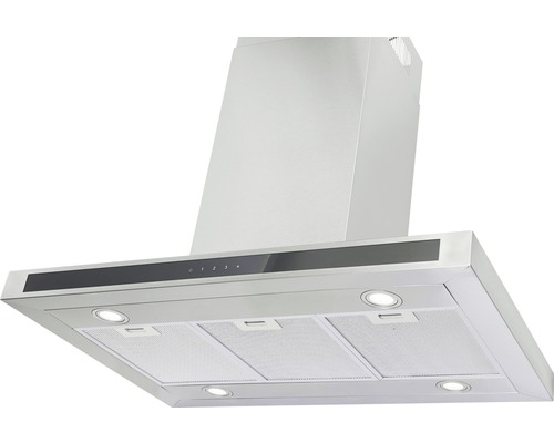 Hotte aspirante en métal avec panneau de commande et éclairage