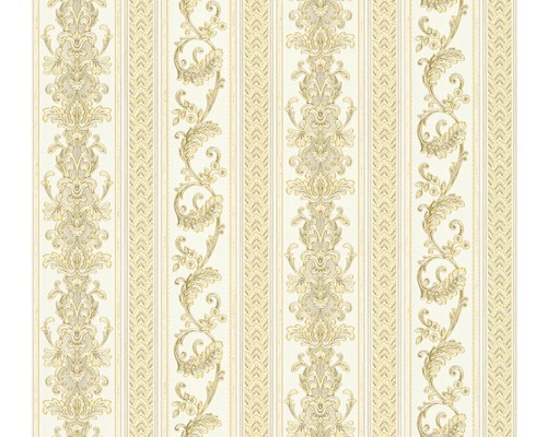 Papier peint intissé 33547-3 Hermitage 10 Rayures Style crème Papier peint à rayures et motifs floraux