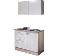 Kitchenette équipée Flex Well Nepal 100 cm façade cachemire brillante , corps chêne sonoma variante réversible-thumb-1