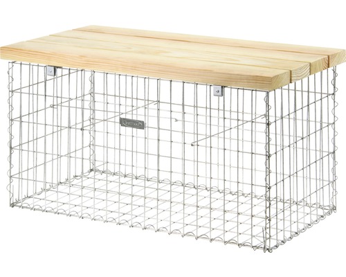 Gabionenbank mit Holzauflage