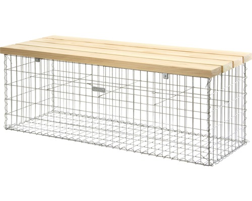 Gabionen Bank bellissa 155 x 55 x 54 cm mit Sitzauflage Gabionenbank mit Holzauflage