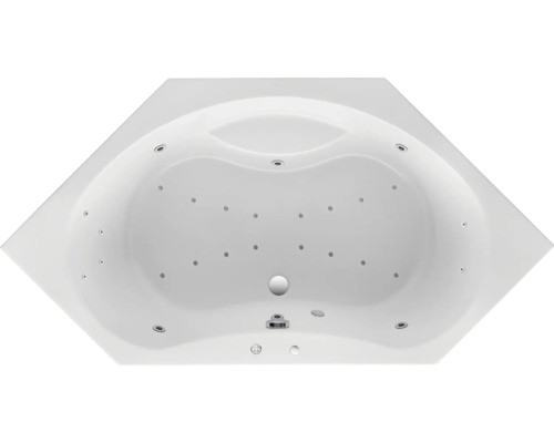 Baignoire d''angle avec fonction whirlpool, vue de dessus