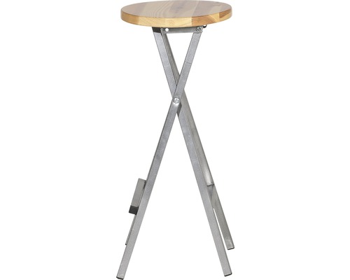 Tabouret de bar pliant avec plateau en bois et cadre en métal