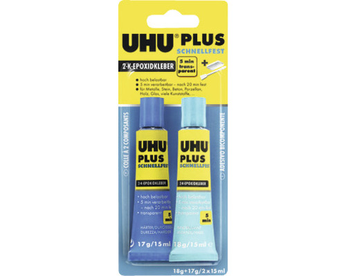 Colle époxy bi-composant UHU PLUS durcissement rapide 35 g
