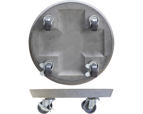 Support à plantes rond en béton avec roulettes