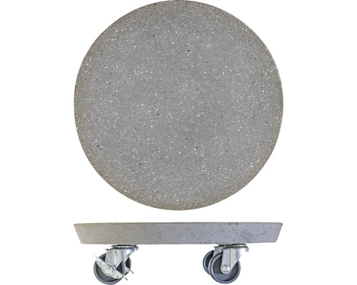 Support à plantes rond en pierre avec roulettes