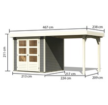 Gartenhaus Karibu Kodiak 2 mit Schleppdach 484 x 238 cm terragrau