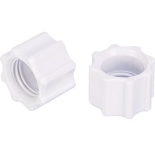 Deux écrous en plastique blanc avec filetage interne