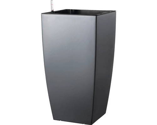 Vase Lafiora en plastique 31x31x57 cm, anthracite mat avec set d'irrigation de la terre et indicateur de niveau d'eau