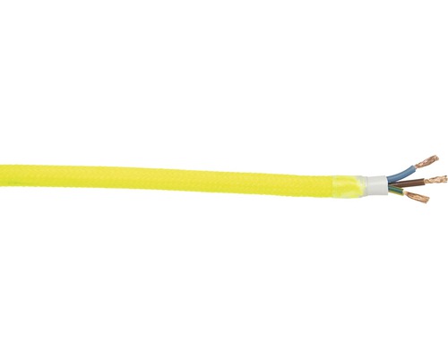 Câble textile H03VV-F 3G0,75 mm² jaune fluo au mètre