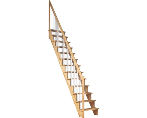 Escalier à limon latéral escalier de meunier Pertura Filia hêtre massif sans contremarches droit 12 marches / 13 pas de marche