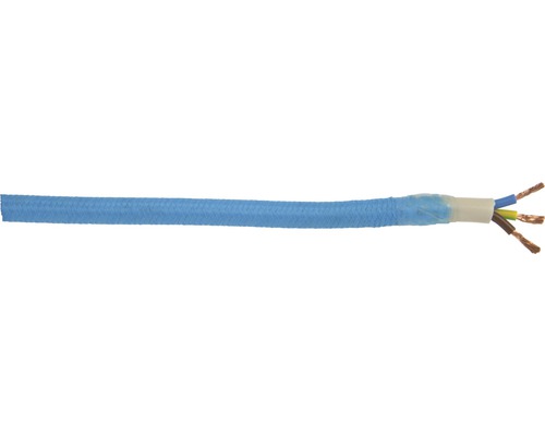 Câble textile H03VV-F 3G0,75 mm² bleu fluo au mètre