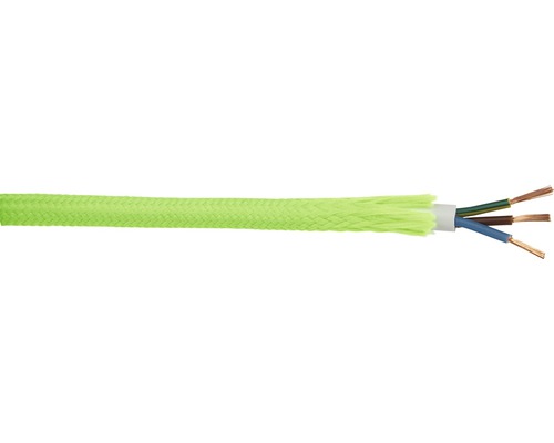 Câble textile H03VV-F 3G0,75 mm² vert fluo au mètre