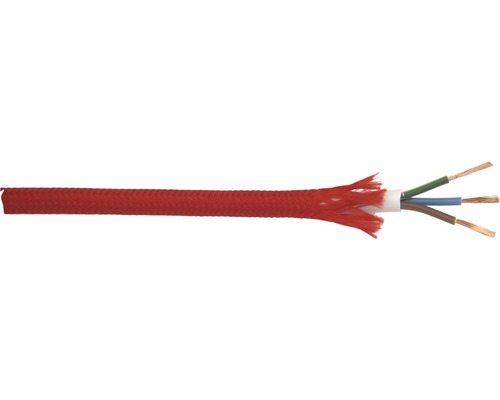 Câble textile H03VV-F 3G0,75 mm² rouge au mètre