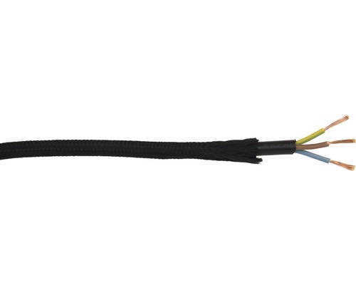 Câble textile H03VV-F 3G0,75 mm² noir au mètre