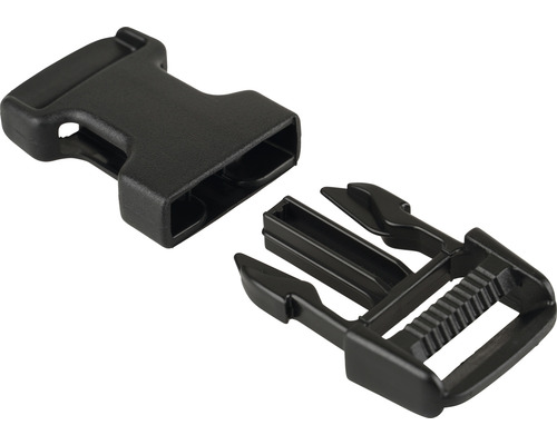 Boucle à clip en plastique, présentée ouverte