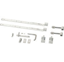Kit complet de ferrures de portail avec deux gonds, deux pentures et autres accessoires