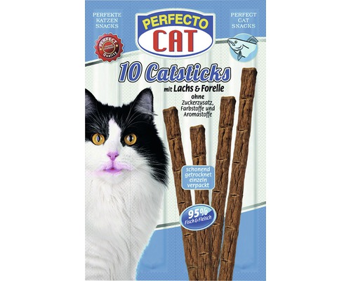 Friandises pour chats PERFECTO CAT Catsticks Saumon & Truite 10 morceaux