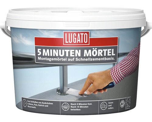 Mortier de réparation Lugato mortier en 5 minutes 10 kg Mortier 5 minutes Lugato en seau