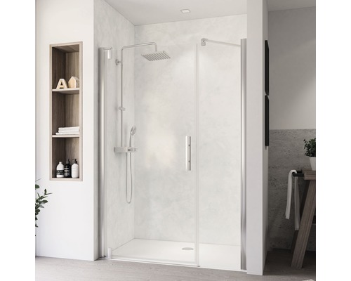 Porte pivotante Breuer Europa Design gauche 1200 mm en verre véritable transparent clair aspect chrome