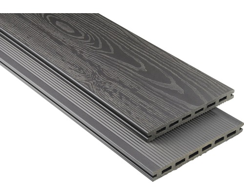 Planche pour terrasse en WPC Konsta XL gris-marron matte structurée 20x190 mm (au mètre à partir de 1000 mm jusqu'à 6000 mm max.)