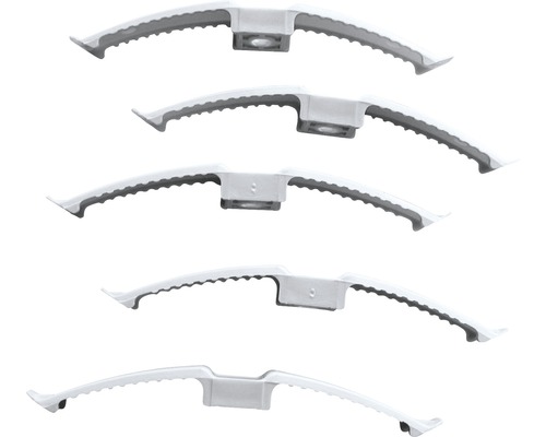 Lot de cinq crochets de gouttière blancs en plastique