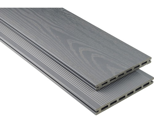 Planche pour terrasse en WPC Konsta XL gris pierre matte structurée 20x190 mm (au mètre à partir de 1000 mm jusqu'à 6000 mm max.)