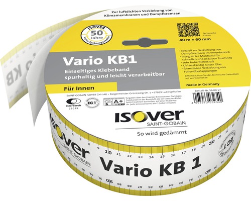 Ruban adhésif ISOVER Vario® KB1 simple face pour l&lsquo;intérieur 40 m x 60 mm