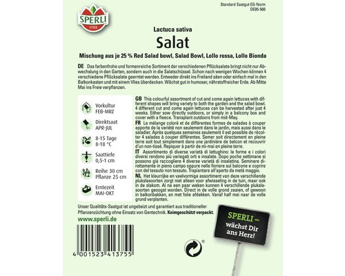 Sperli Mélange de salades, sachet de graines